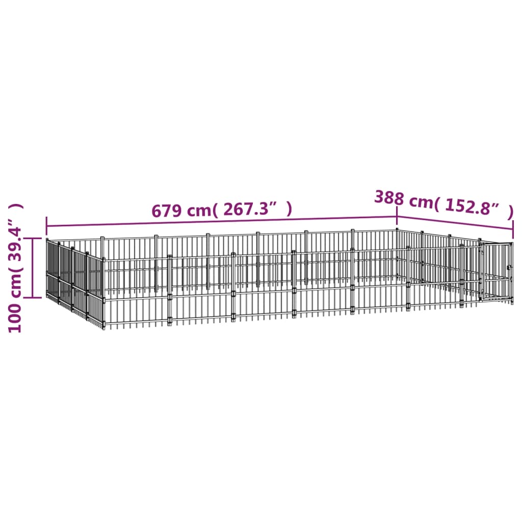 vidaXL úti hundaræktunarstál 26,35 m²