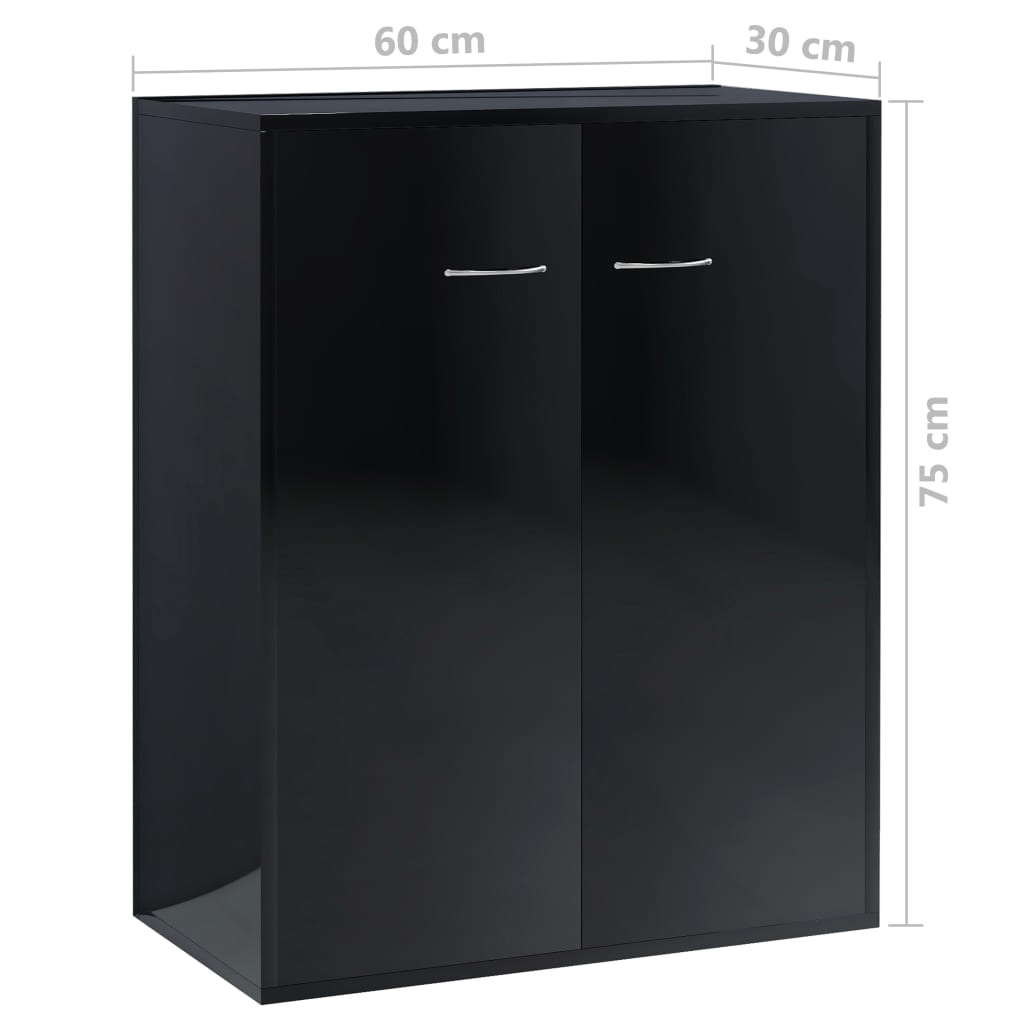 800736 vidaXL Sideboard High Gloss Black 60x30x75 cm Chipboard