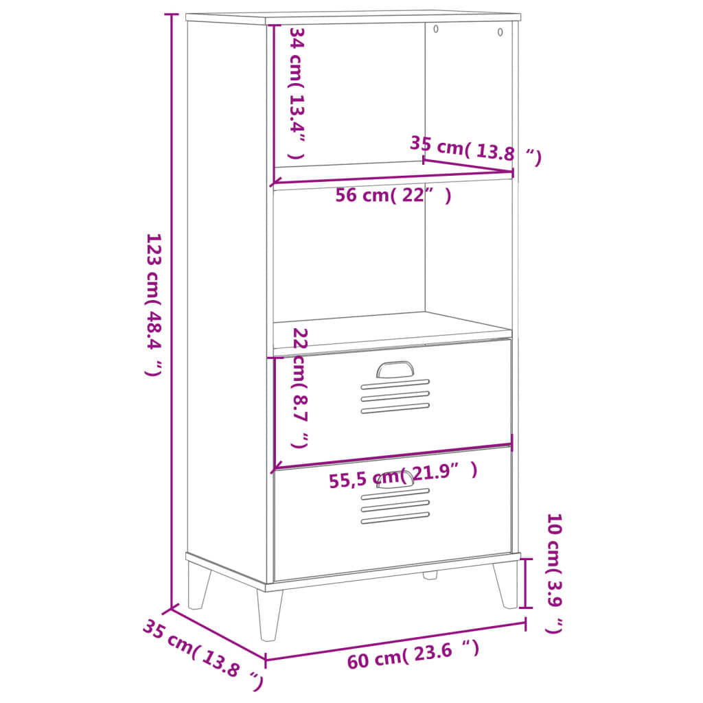 vidaXL Bókahilla „VIKEN“ Svört 60x35x123 cm Samsettur Viður