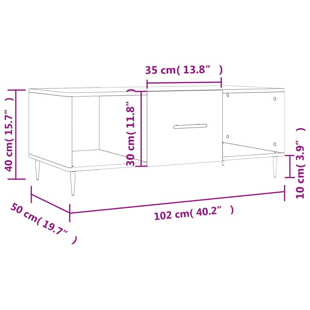 vidaXL Sófaborð Steypugrátt 102x50x40 Samsettur Viður