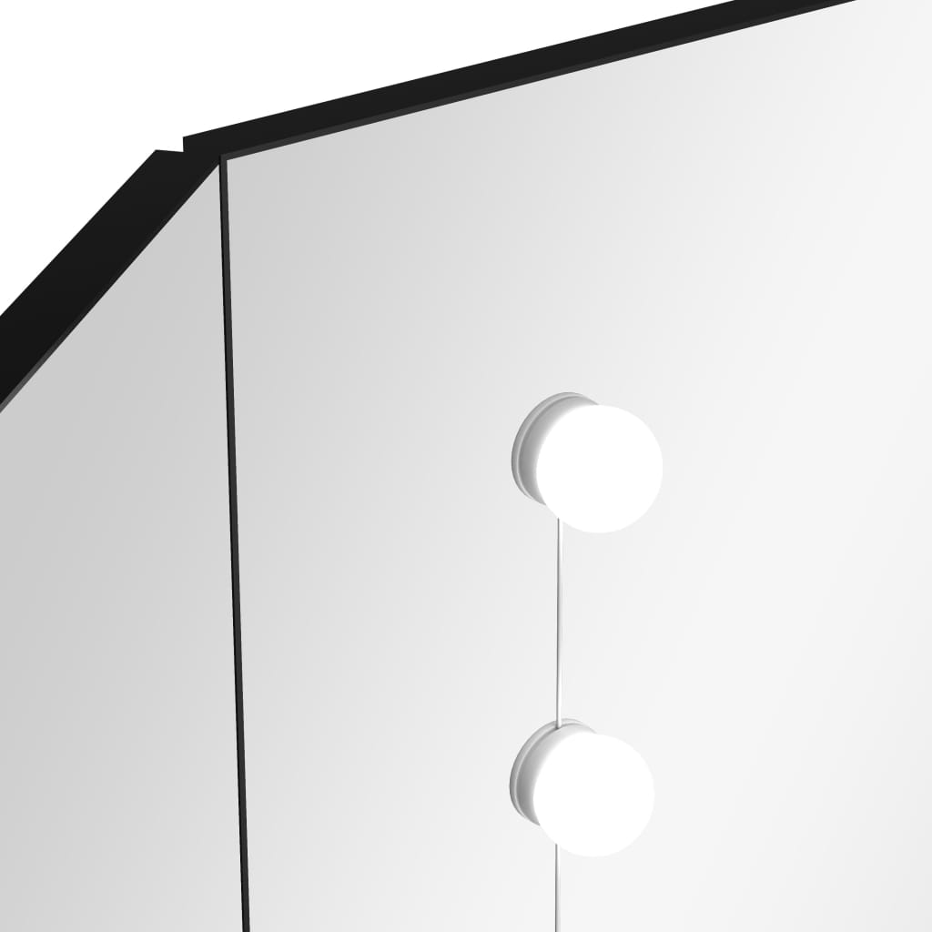 vidaXL Hornsnyrtiborð með LED-ljósum Svart 111x54x141,5 cm