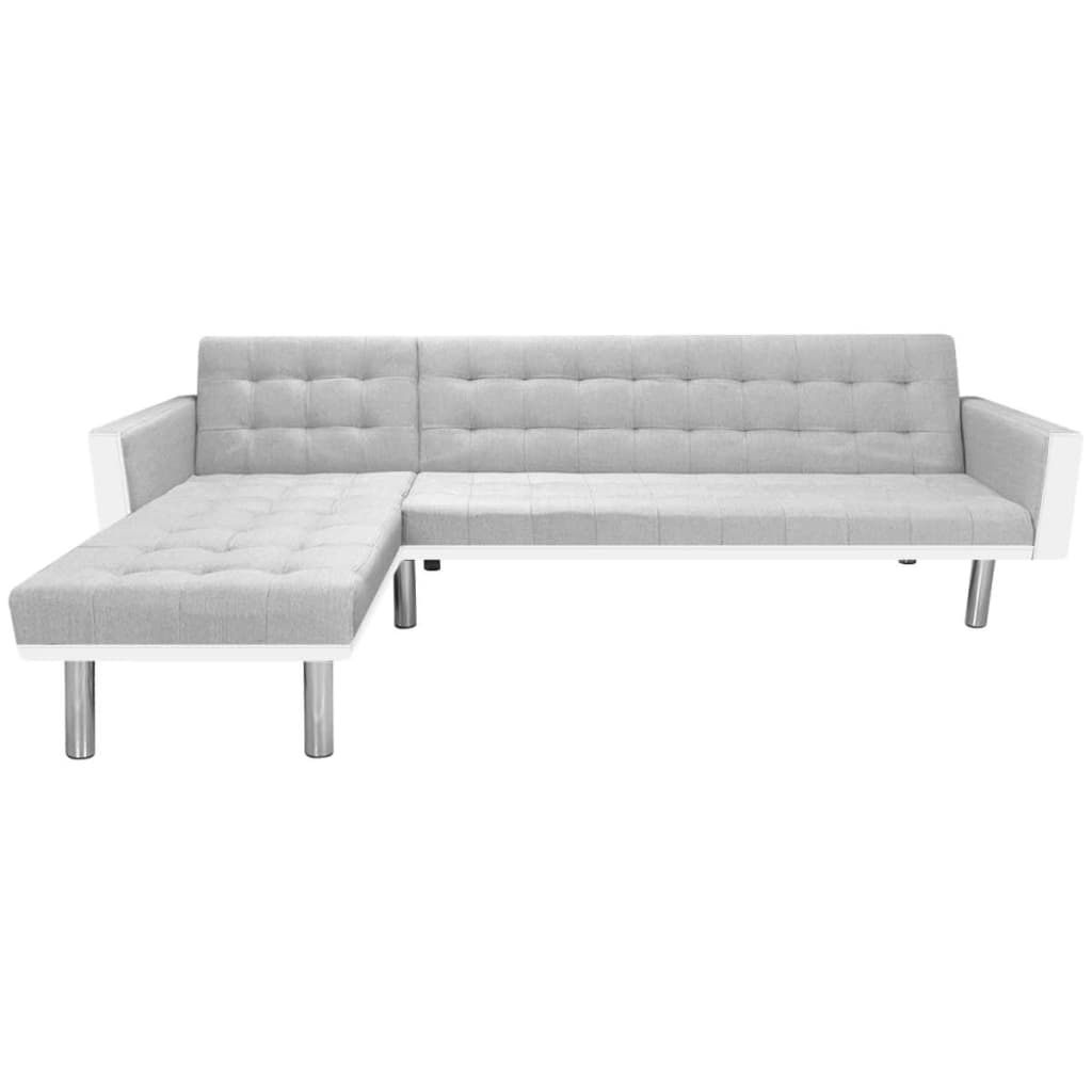 244331 vidaXL Corner Sofa Bed Fabric 218x155x69 cm White and Grey