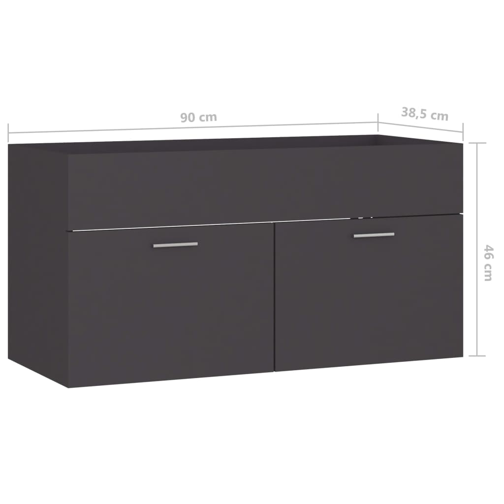 804667 vidaXL Sink Cabinet Grey 90x38,5x46 cm Chipboard