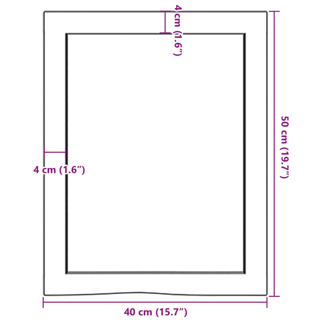 vidaXL Baðherbergisborðplata Dökkbrún 40x50x(2-6)cm Meðhöndlaður Viður