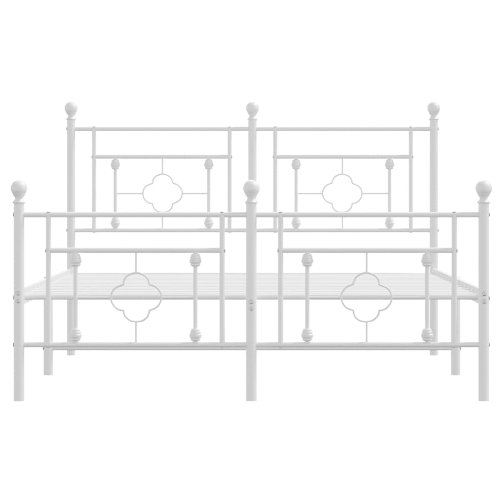 vidaXL Rúmgrind úr Málmi með Höfuðgafli & Fótagafli Hvít 140x200 cm