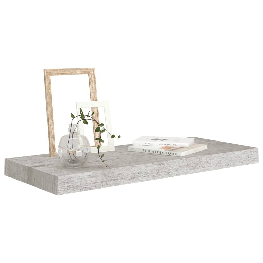 vidaXL Vegghilla Steypugráar 60x23,5x3,8 cm MDF