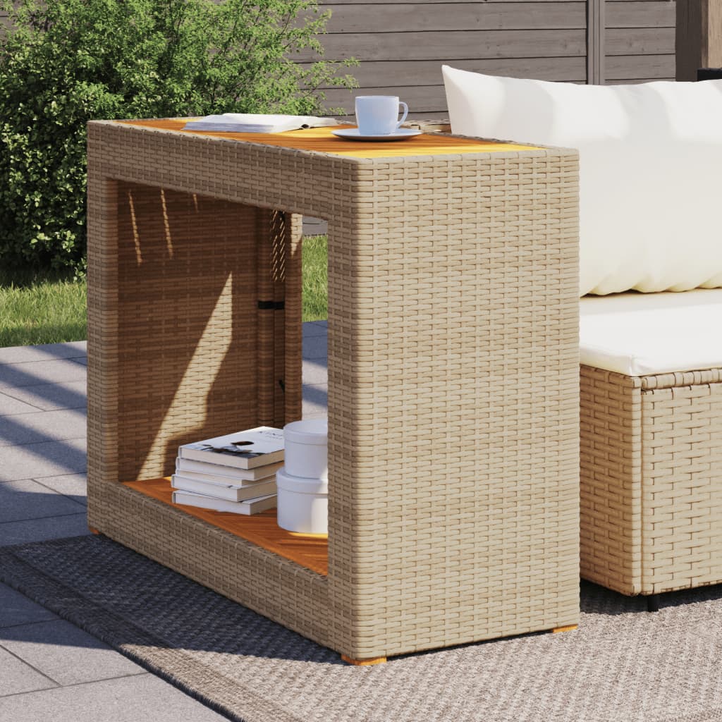 vidaXL Garðborð með Viðarplötu Drappaður 100x40x75 cm Pólýrattan