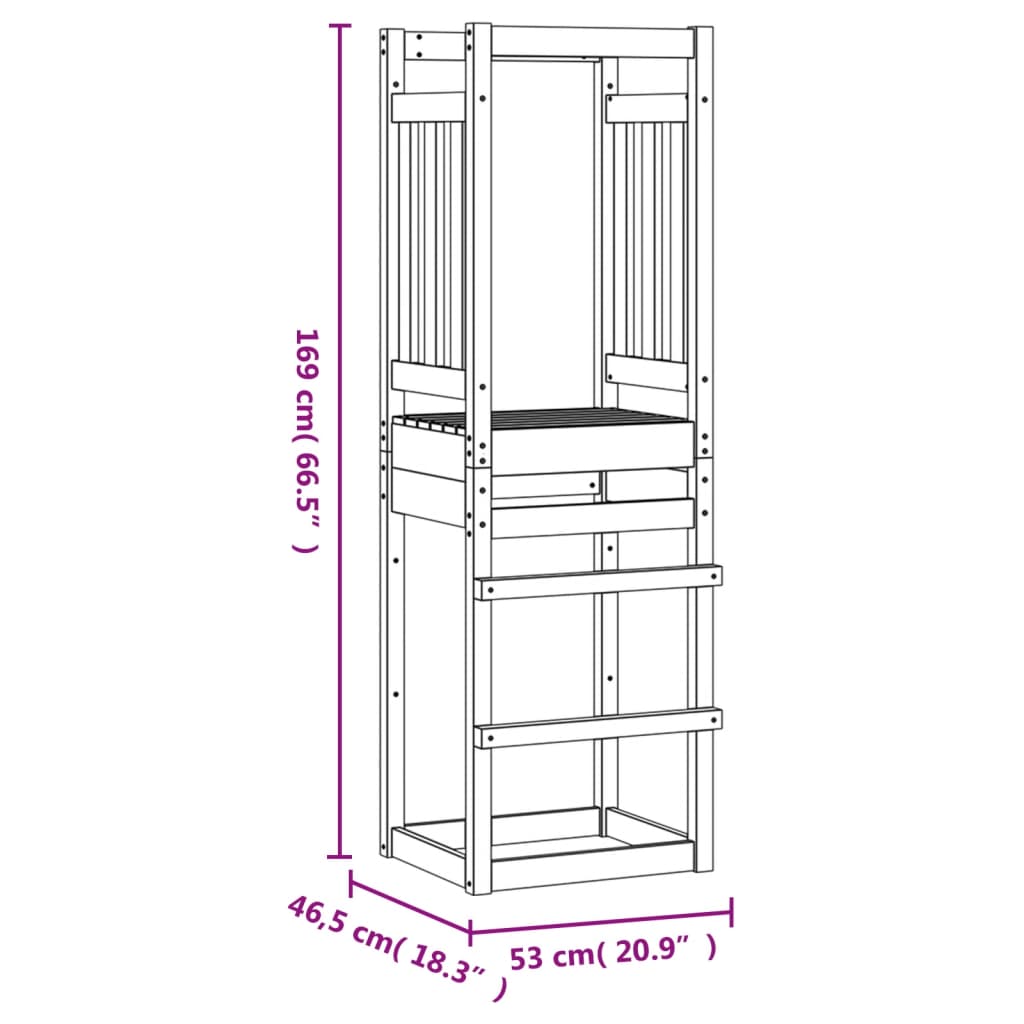 vidaXL Leikturn 53x46,5x169 cm Gegnheil Fura