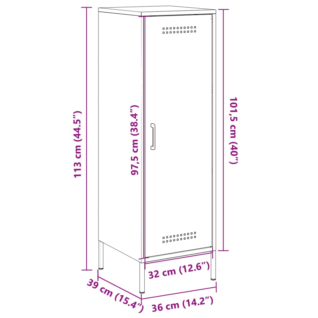 vidaXL Hár Skenkur Sinnepsgult 36x39x113 cm Stál