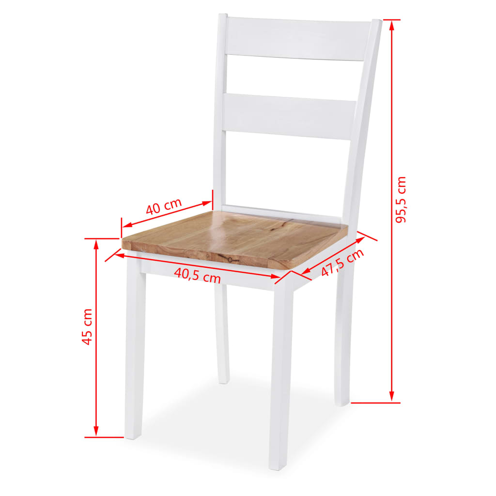 vidaXL Borðstofusett 5 Hlutir MDF og Gúmmíviður Hvítur