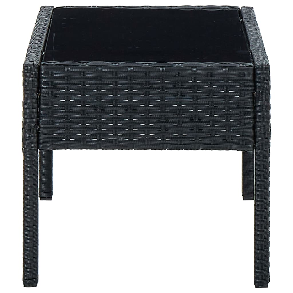 vidaXL Garðborð Svart 75x40x37 cm Pólýrattan