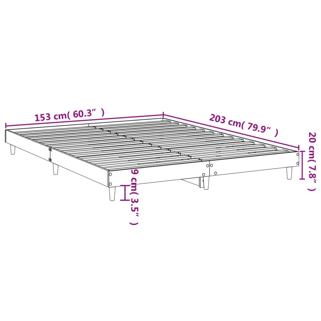 vidaXL Rúmskápur Svartur 150x200 cm Samsettur Viður