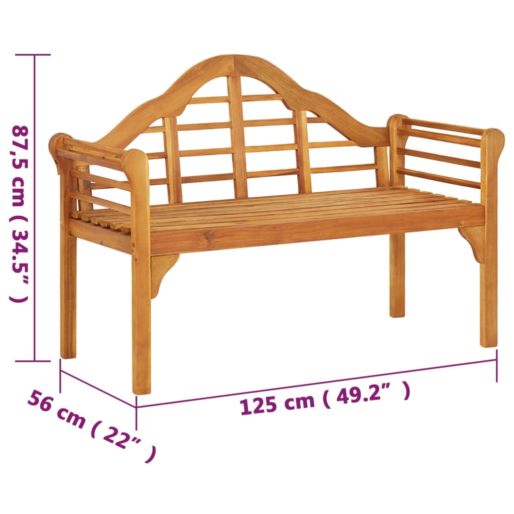 vidaXL Garðbekkur 125 cm Gegnheill Akasíuviður