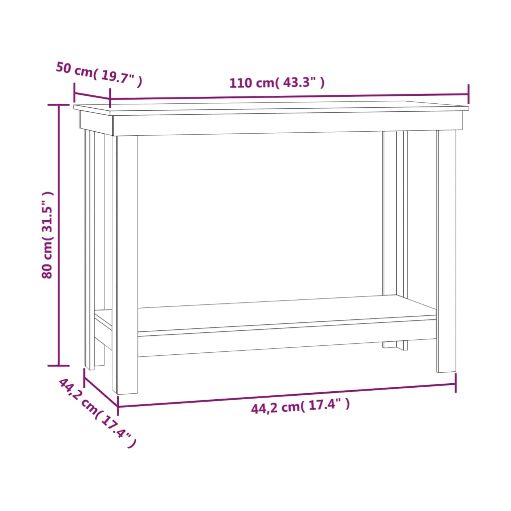 vidaXL Vinnubekkur Grár 110x50x80 cm Gegnheil Fura