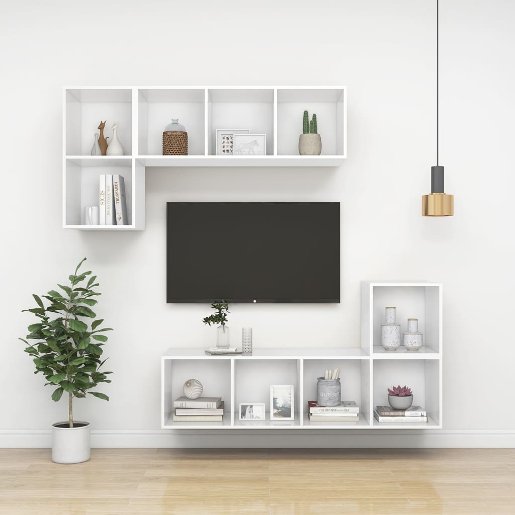 805480 vidaXL Wall-mounted TV Cabinet White 37x37x107 cm Chipboard