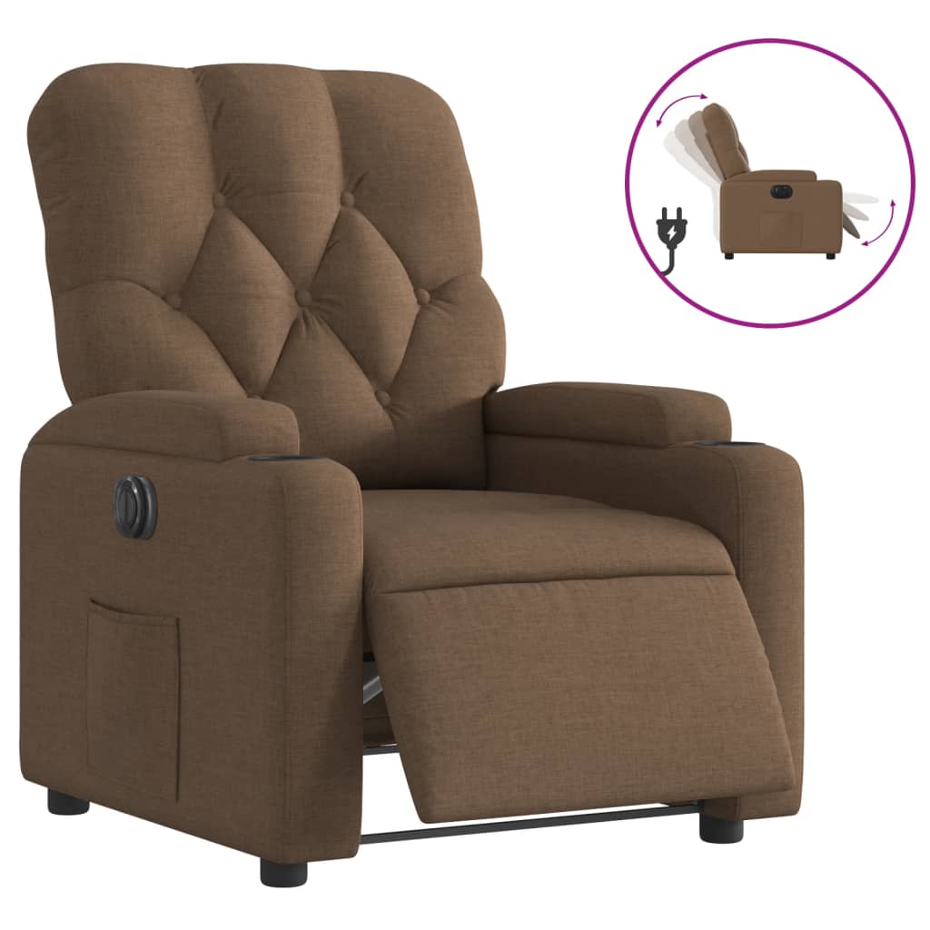 vidaXL Electric Recliner stóll Brúnt efni