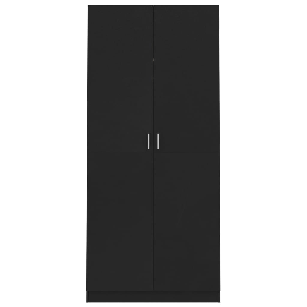 800631 vidaXL Wardrobe Black 90x52x200 cm Chipboard