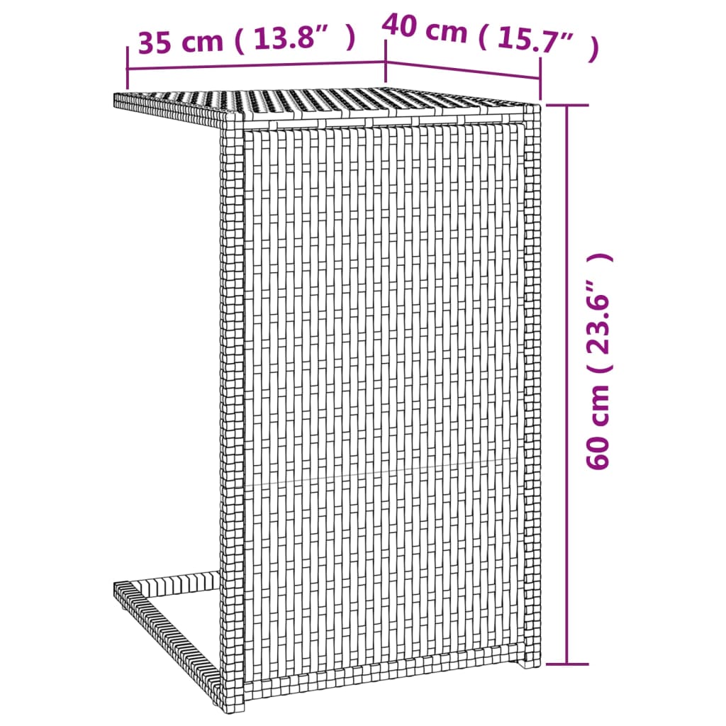 vidaXL C Borð Svart 40x35x60 cm Pólýrattan