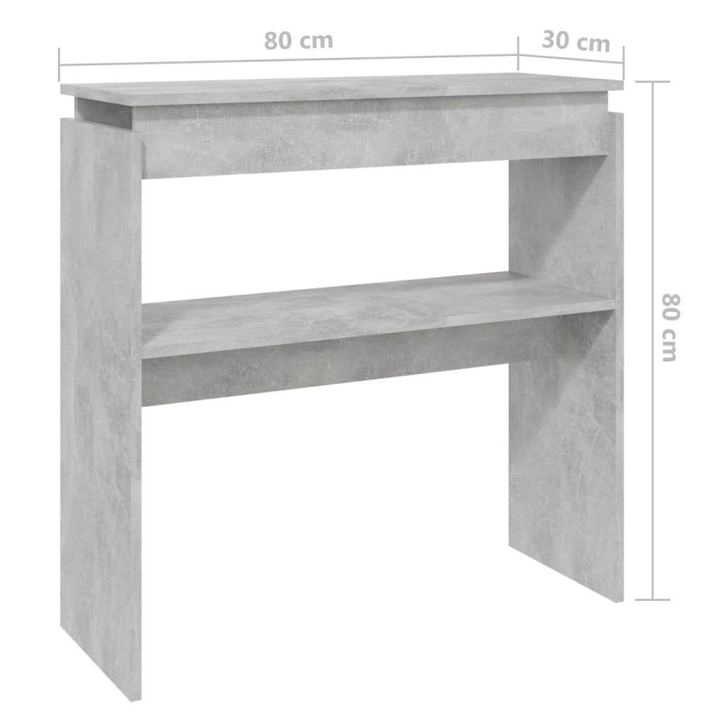 vidaXL Veggborð Steypugrátt 80x30x80 cm Samsettur Viður