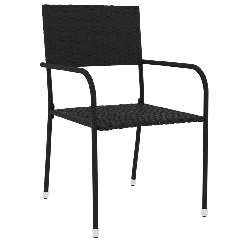 vidaXL 3ja garðborðstofusett Poly Rattan Black