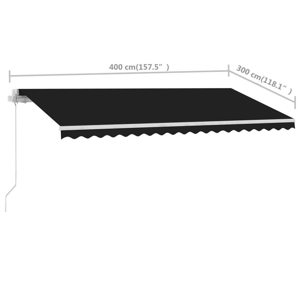 vidaXL Frístandandi Handvirk Útdraganleg Markísa 400x300 cm Reykgrá