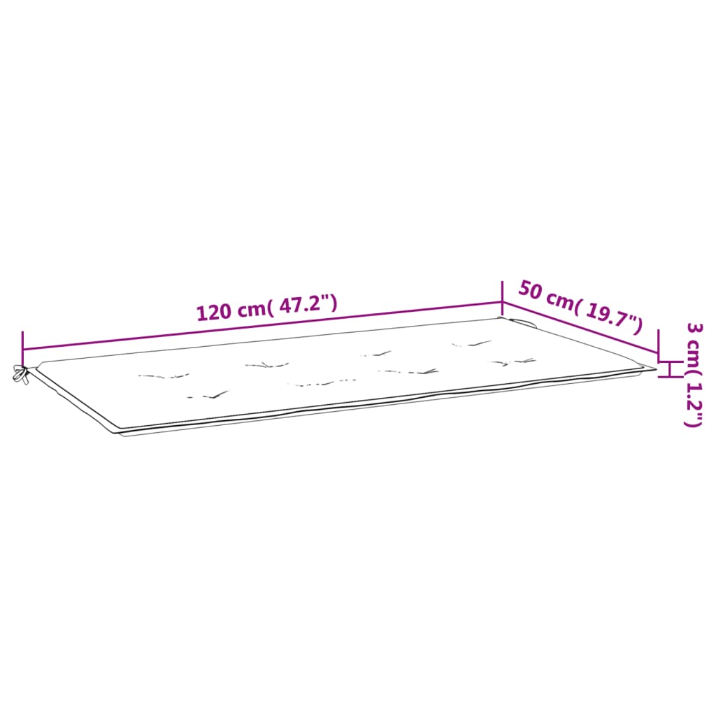 vidaXL Sessa á Garðbekk Laufamynstur 120x50x3 cm Tauáklæði