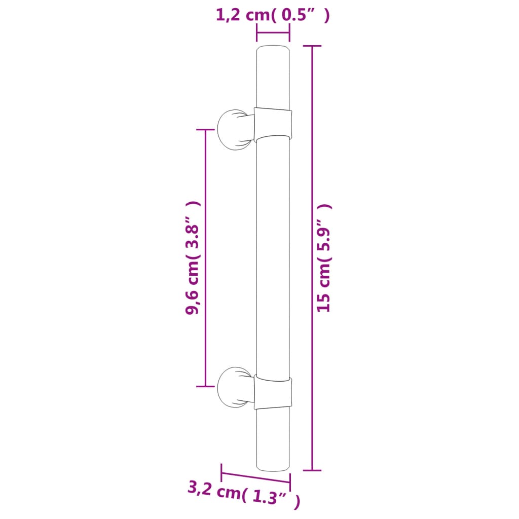 vidaXL Skápur Handföng 20 stk Svart 96 mm Ryðfrítt stál