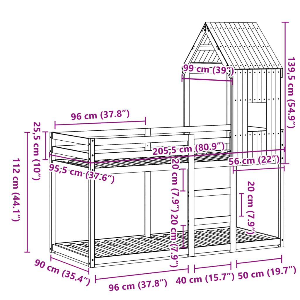 vidaXL Koja án Dýnu 90x200 cm Gegnheil Fura