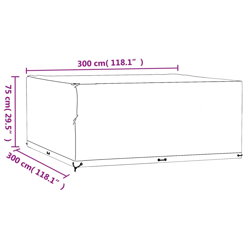 vidaXL Garðhúsgagnayfirbreiðslur 2stk. 16 Kósar 300x300x75cm Rétthyrnd