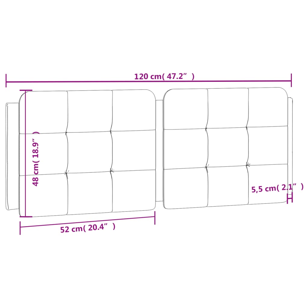 vidaXL Höfðagaflspúði Grár 120 cm Gervileður