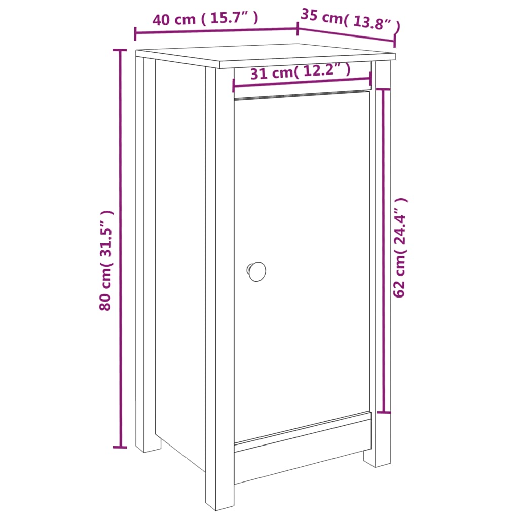 vidaXL Skenkir 2 stk. 39x35x80 cm Gegnheil Fura