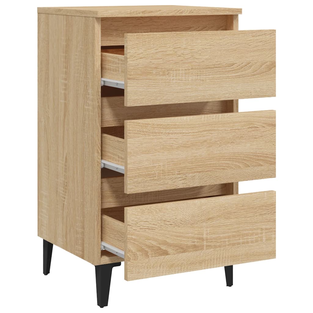 805911 vidaXL Bed Cabinet with Metal Legs Sonoma Oak 40x35x69 cm