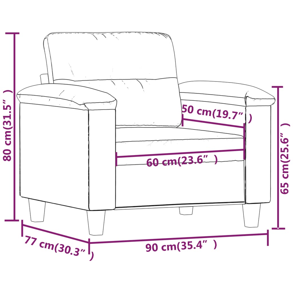 vidaXL Stofustóll Drappaður 60 cm Míkrófíberáklæði