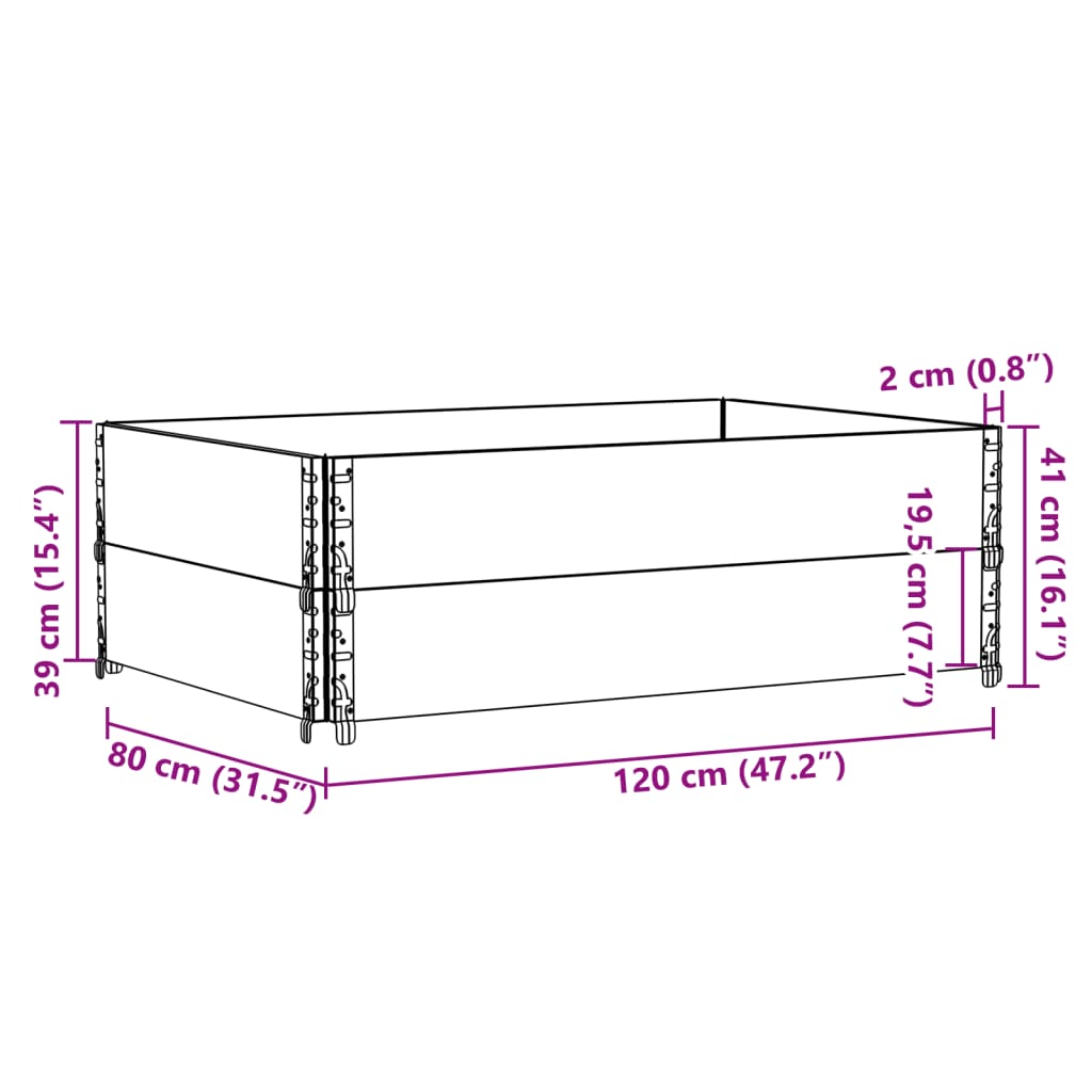 vidaXL Brettakragar 2 stk. 120x80 cm Gegnheil Fura