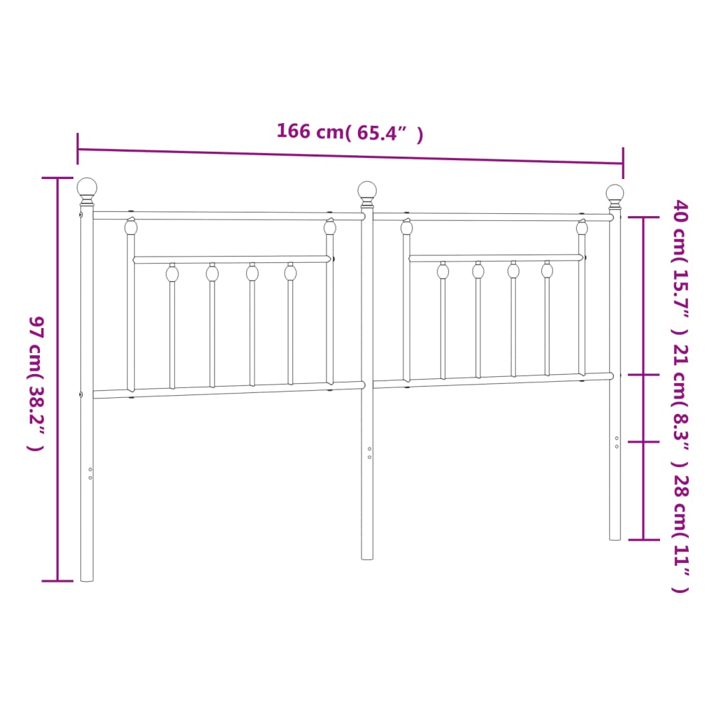 vidaXL Höfuðgafl úr Málmi Hvítur 160 cm