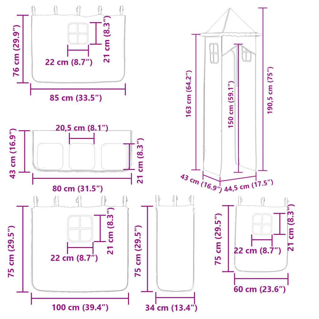 vidaXL Koja án Dýnu með Rennibraut Hvítt og Svart 90x190 cm