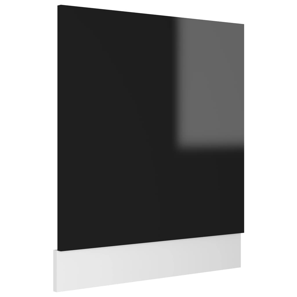 802568 vidaXL Dishwasher Panel High Gloss Black 59,5x3x67 cm Chipboard