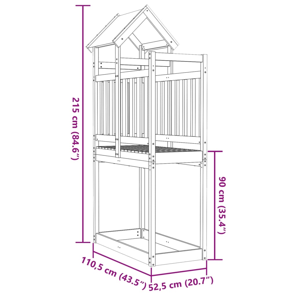 vidaXL Leikturn 110,5x52,5x215 cm Gagnvarin Fura