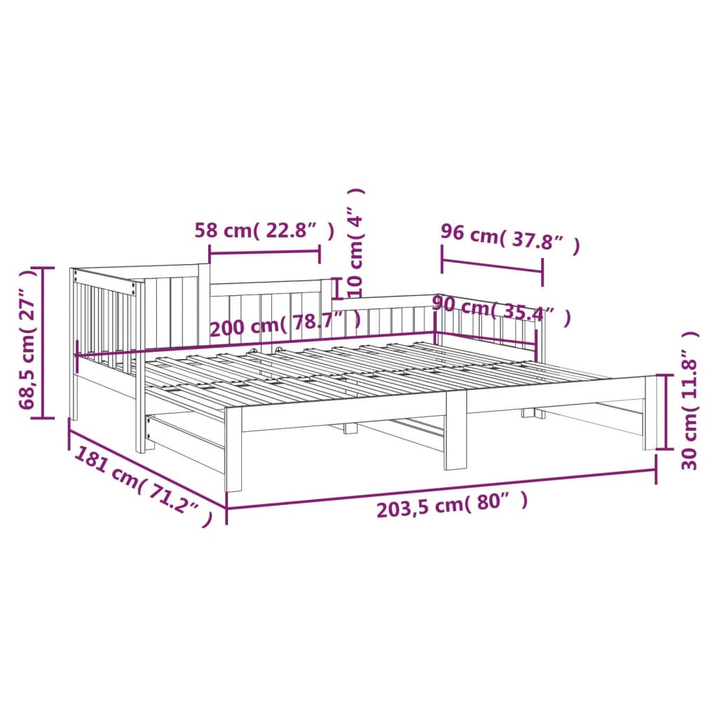 vidaXL Útdraganlegur Svefnsófi án Dýnu Ljósbrúnn 2x(90x200)cm