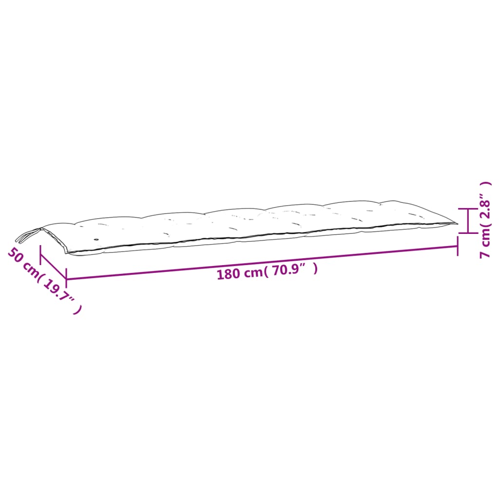 vidaXL Garðbekkjasessur 2 stk. Rauðar 180x50x7cm Oxfordefni