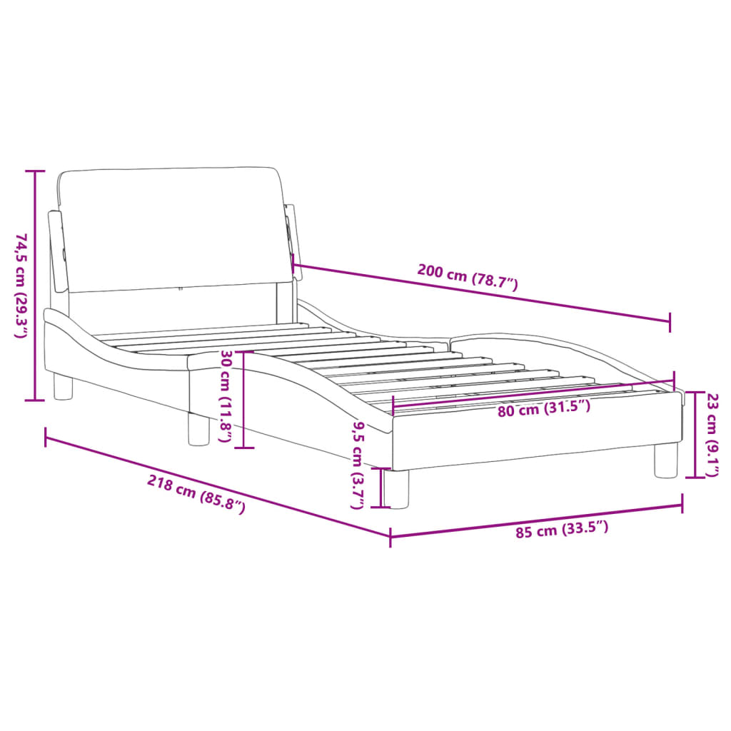 vidaXL Rúmgrind með Höfðagafli Dökkgræn 80x200 cm Flauel