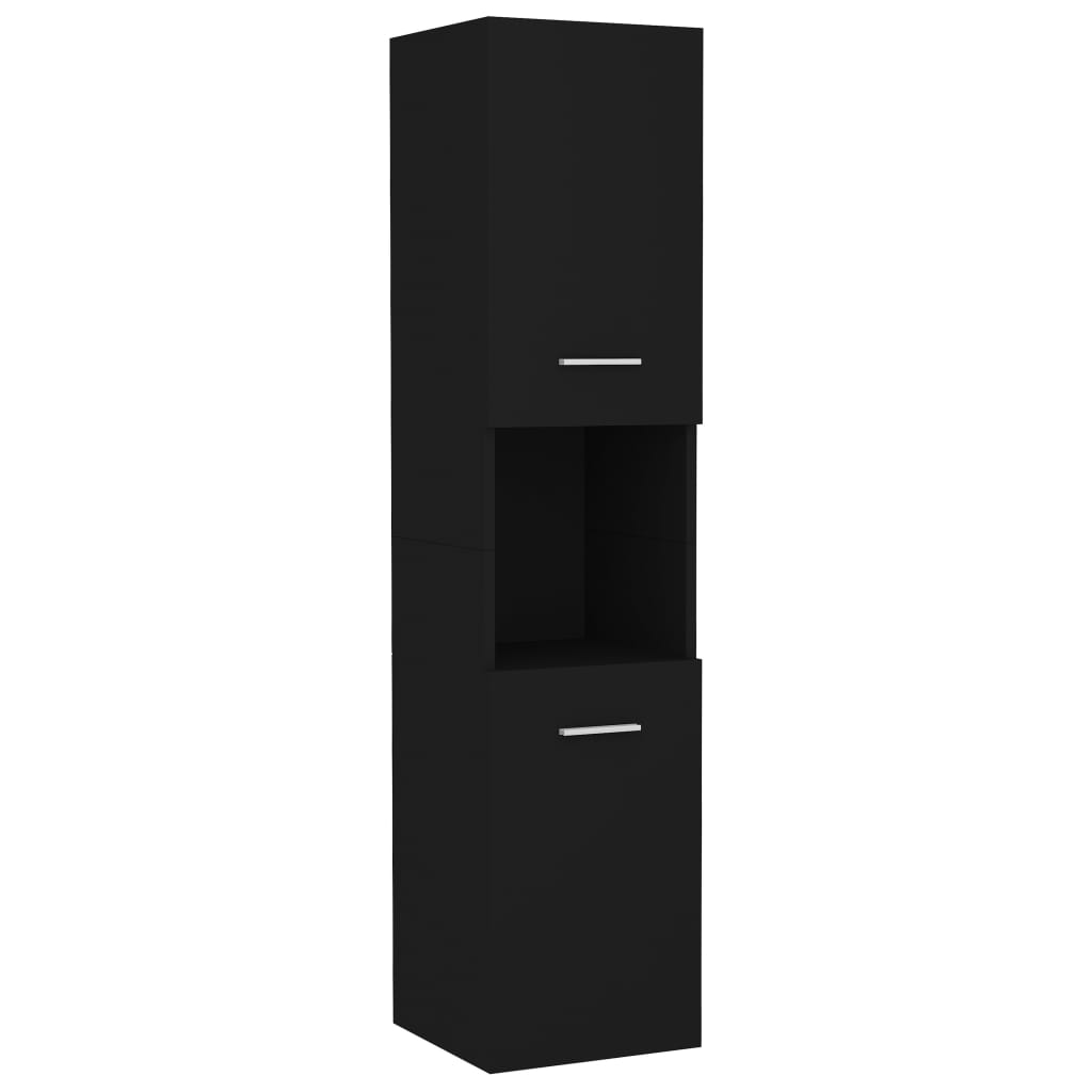 804998 vidaXL Bathroom Cabinet Black 30x30x130 cm Chipboard
