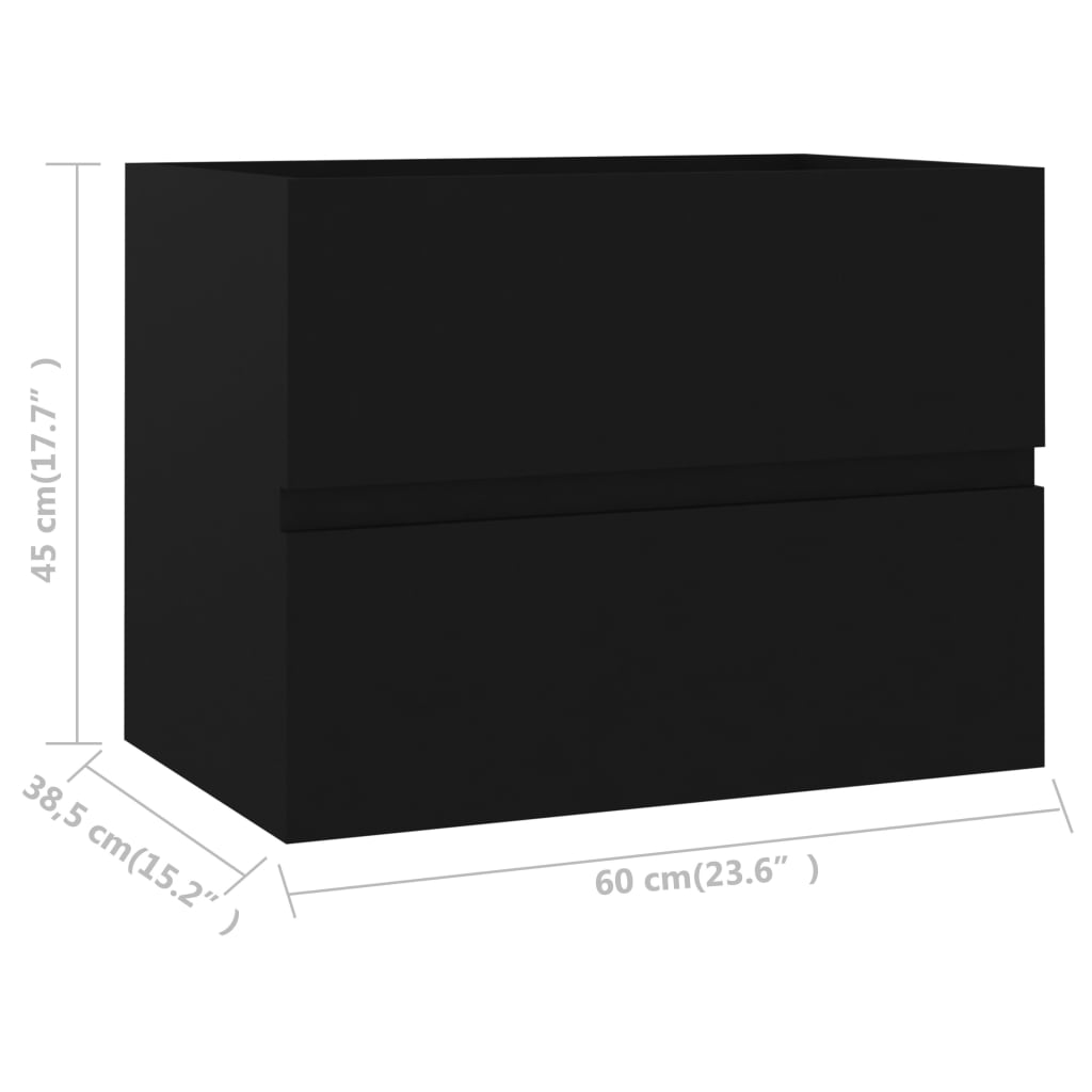 804873 vidaXL 2 Piece Bathroom Furniture Set Black Chipboard