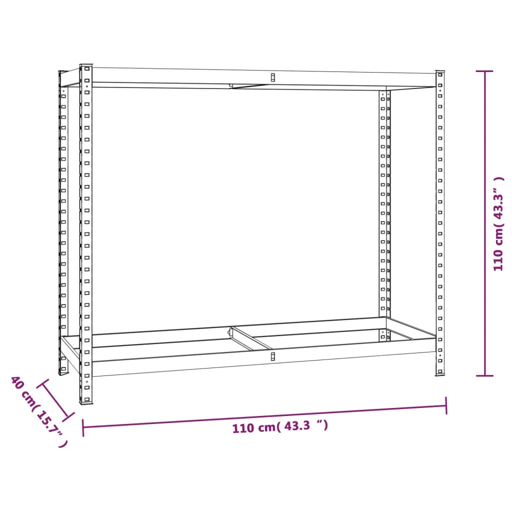 vidaXL 2ja Laga Dekkjagrind 4 stk Silfur 110x40x110 cm Stál