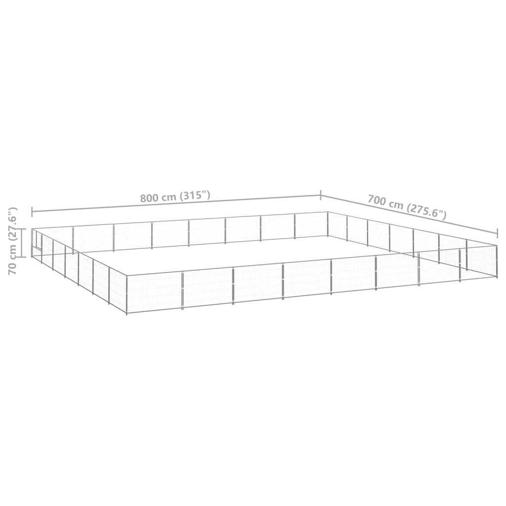 vidaXL Hundabyrgi Silfur 56 m² Stál