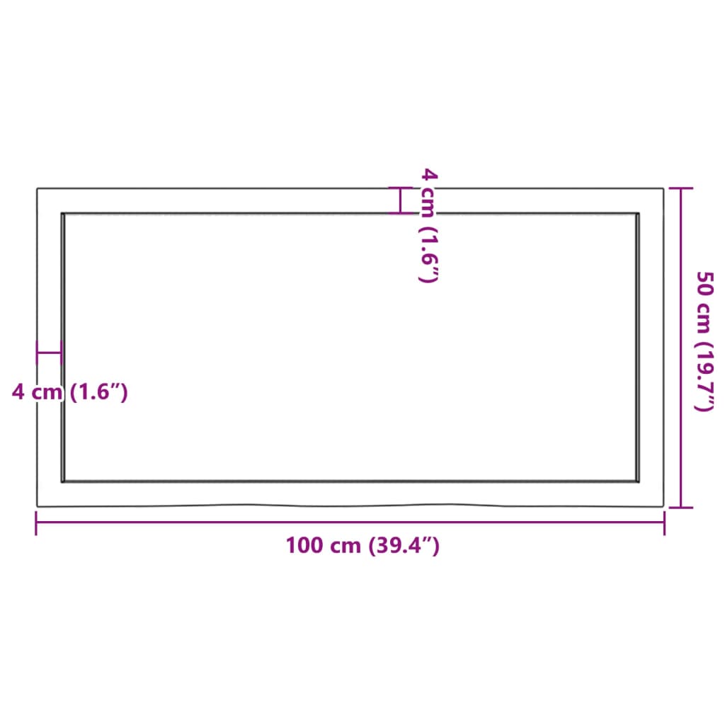 vidaXL Borðplata Ljósbrún 100x50x(2-6) cm Meðhöndluð Gegnheil Eik