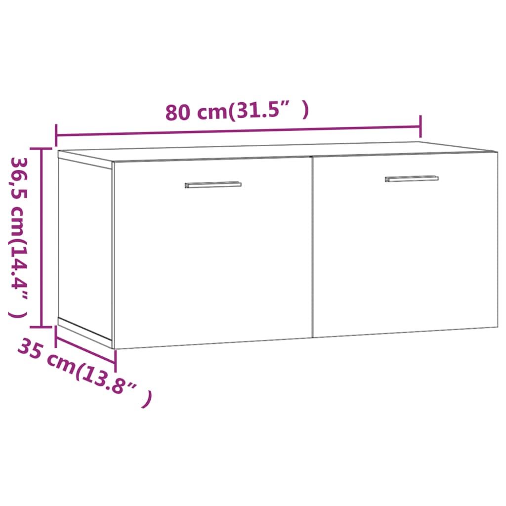 vidaXL Veggfestur Skápur Steypugrár 80x35x36,5 cm Samsettur Viður