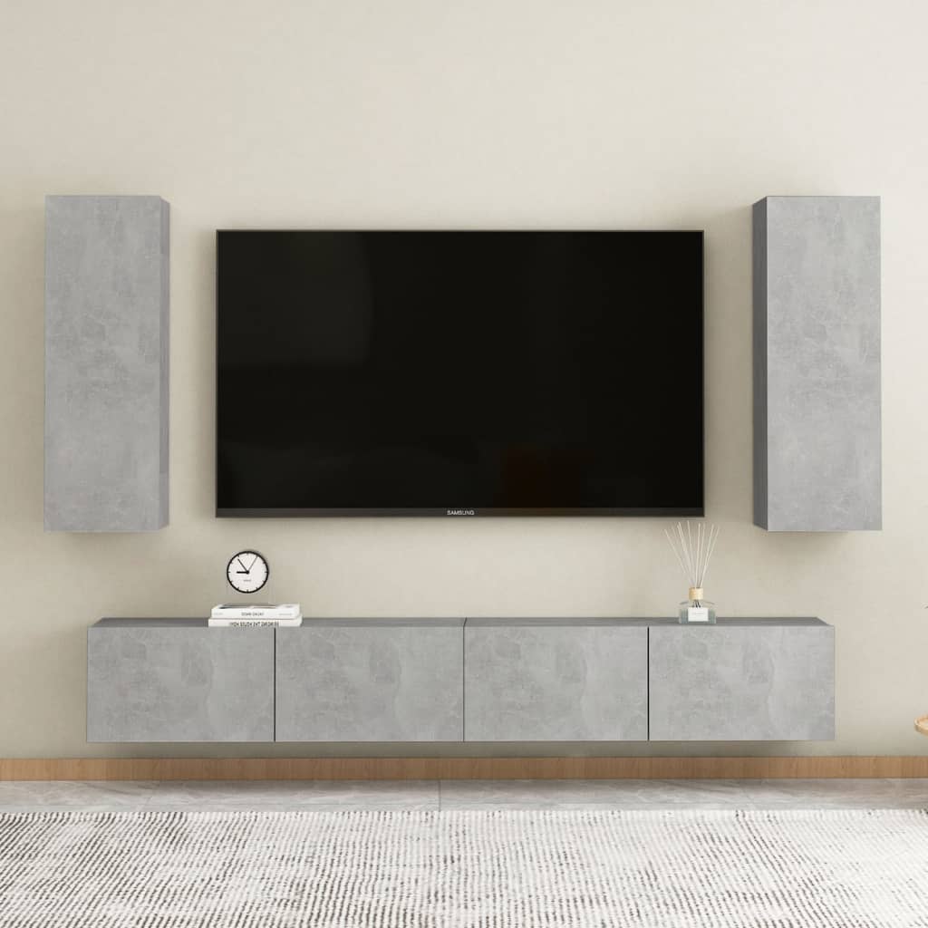 803352 vidaXL TV Cabinet Concrete Grey 30,5x30x90 cm Chipboard