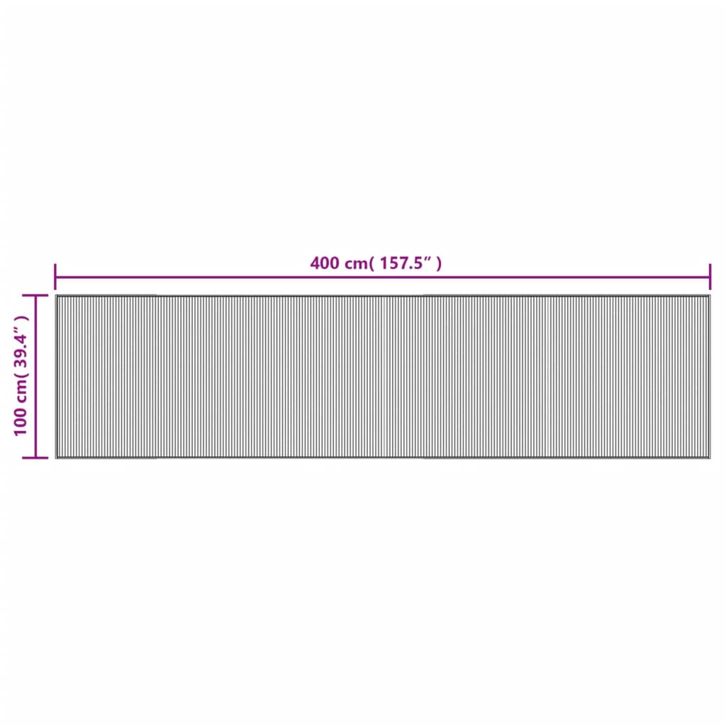 vidaXL Motta Rétthyrnd Brún 100x400 cm Bambus