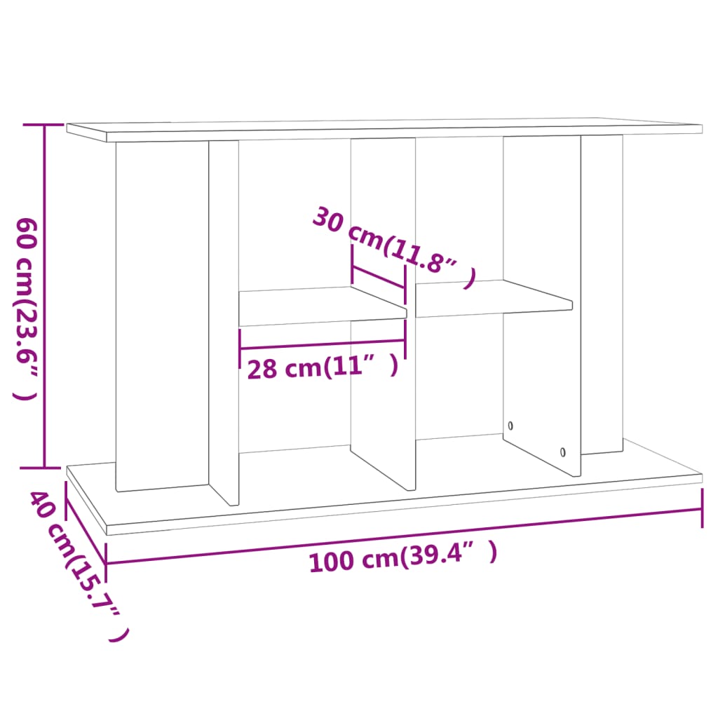 vidaXL Fiskabúrsstandur Svartur 100x40x60 cm Samsettur viður